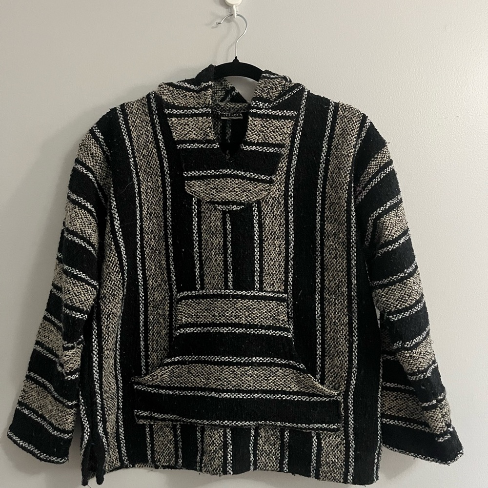 Striped Black and Cream Hoodie